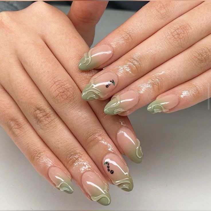 Frosted Olive Nails