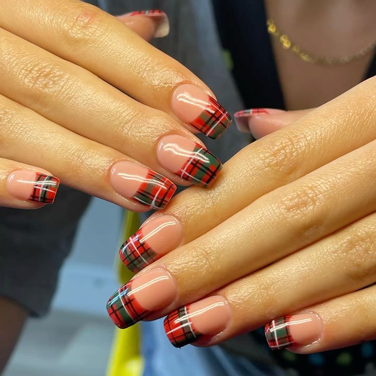 Heritage Tartan with Red, Green, and Gold nails