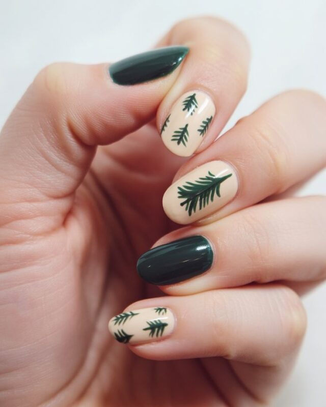 Holiday Tree Accent nails