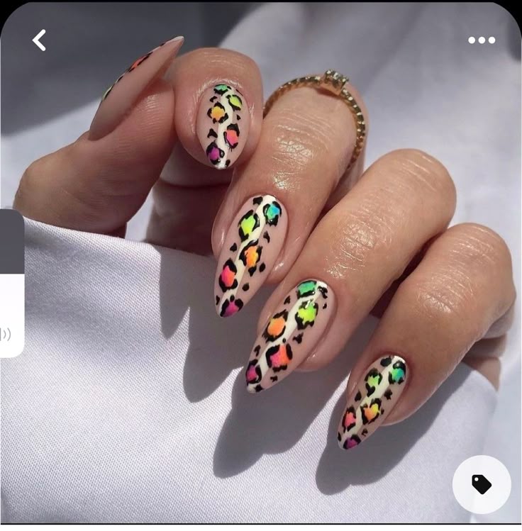 Neon cheetah nails