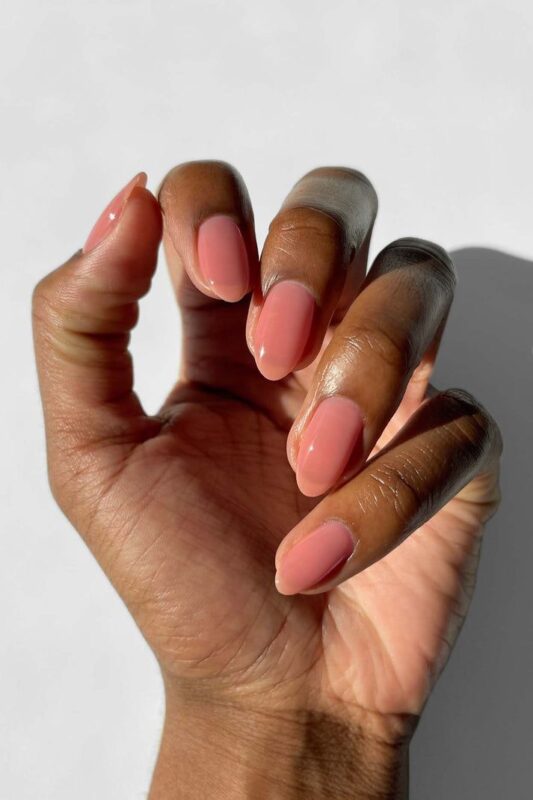 sheer peach tint nails