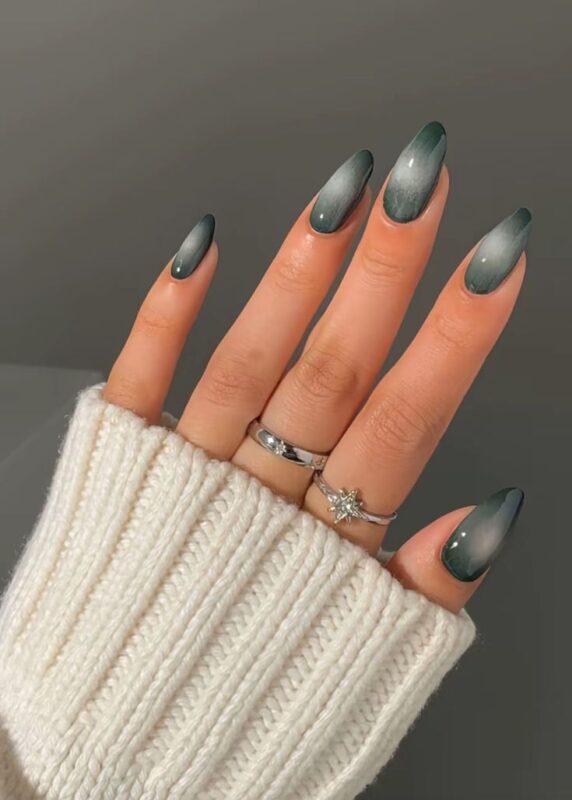 Snow-Kissed Gradient nails