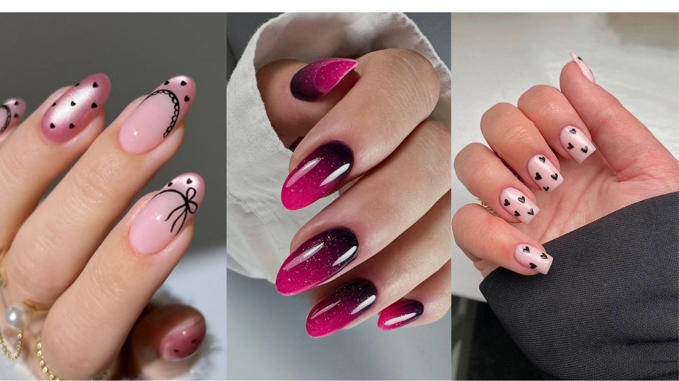 Pink and black nails