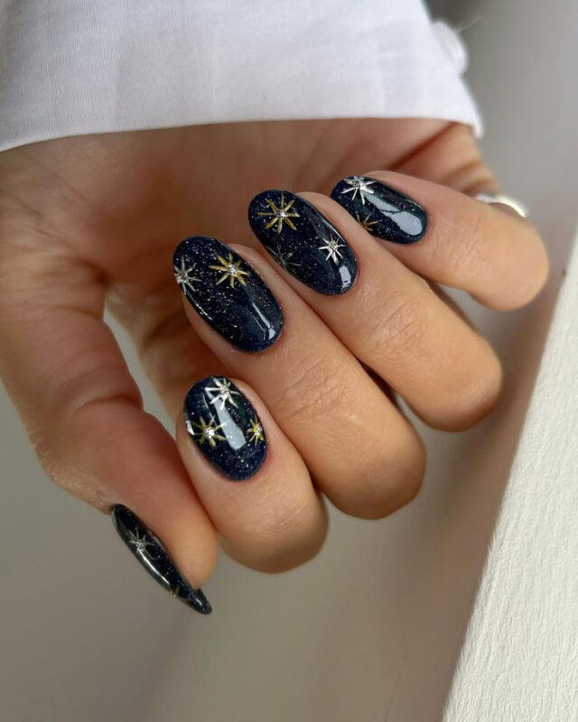 Midnight Galaxy Shine Nails