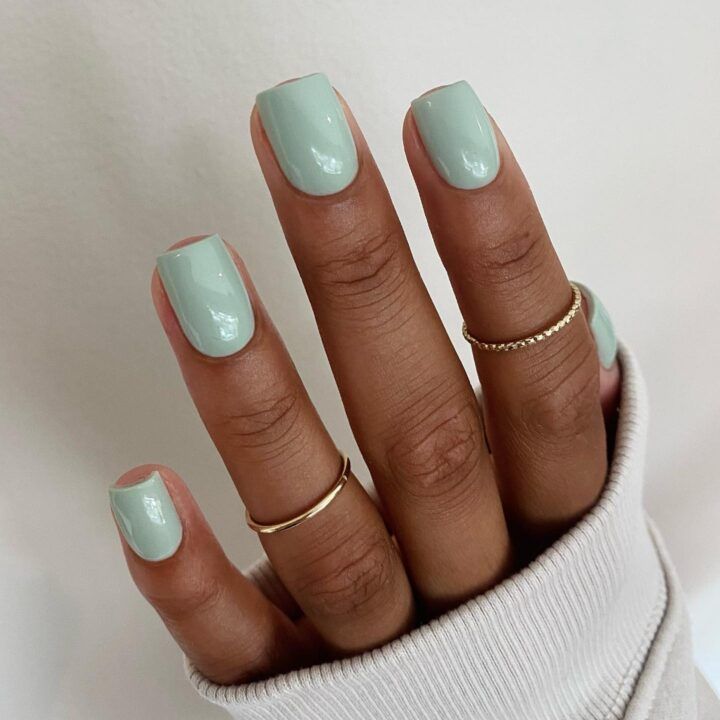 Pale mint nails