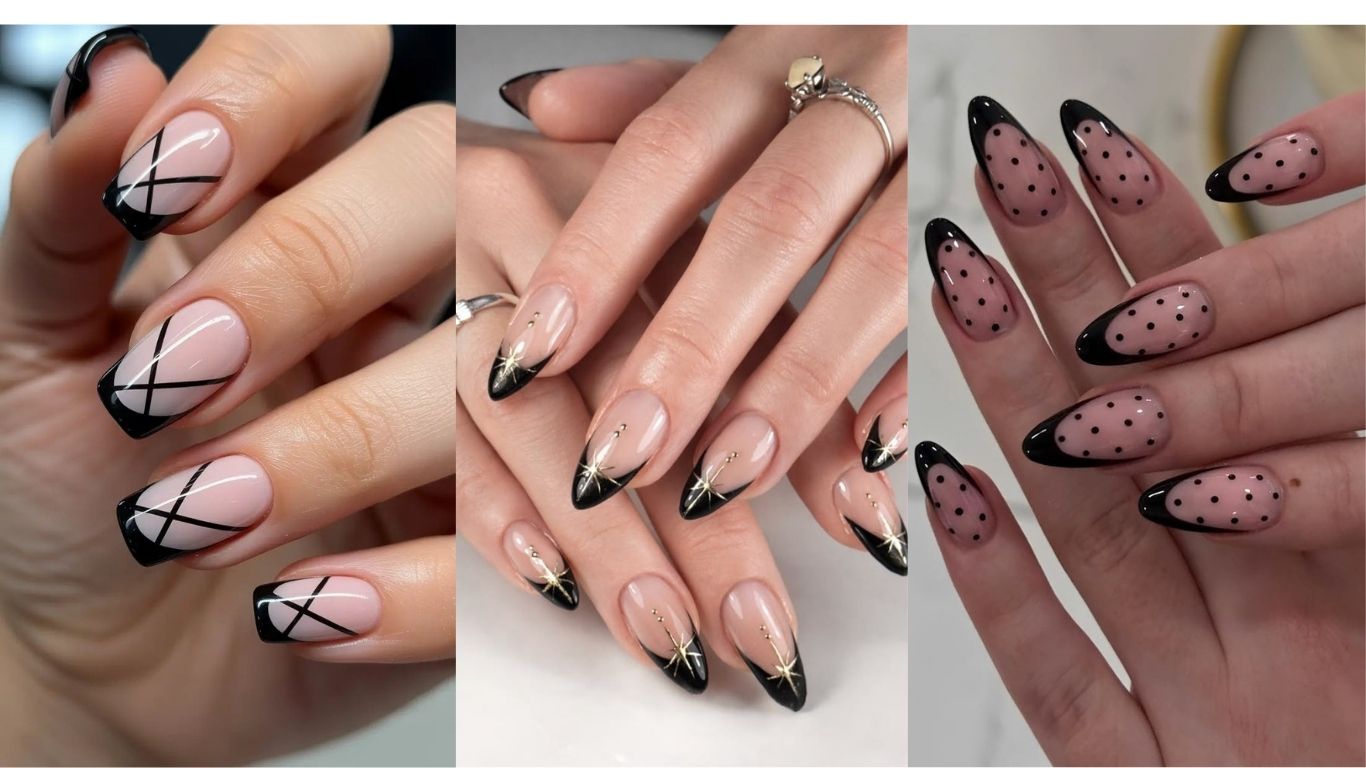 black French tip nails