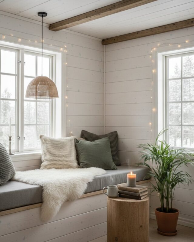 Rustic Scandinavian Nook Bathed in Warmth