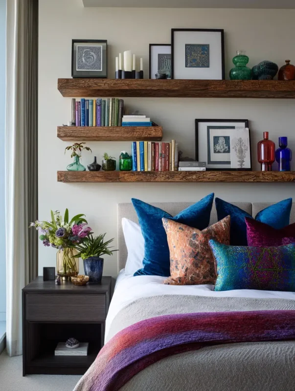Jewel-Tone Gallery Shelves