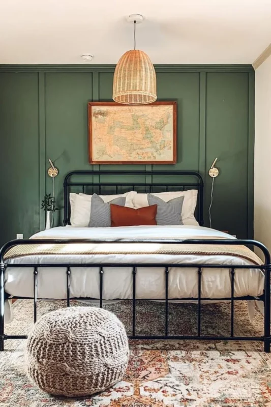 Deep green panel framing