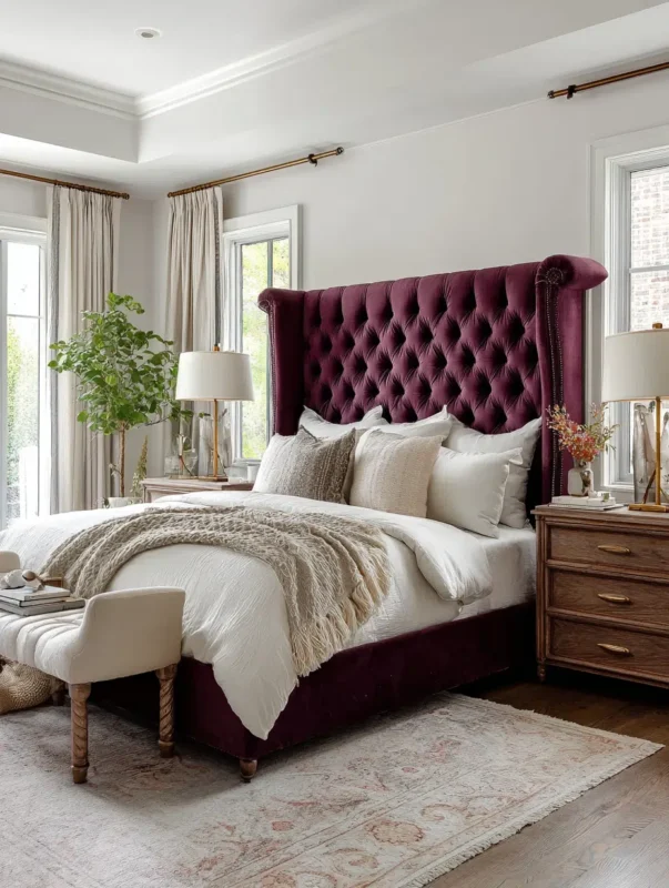 Deep Plum Upholstered Headboard