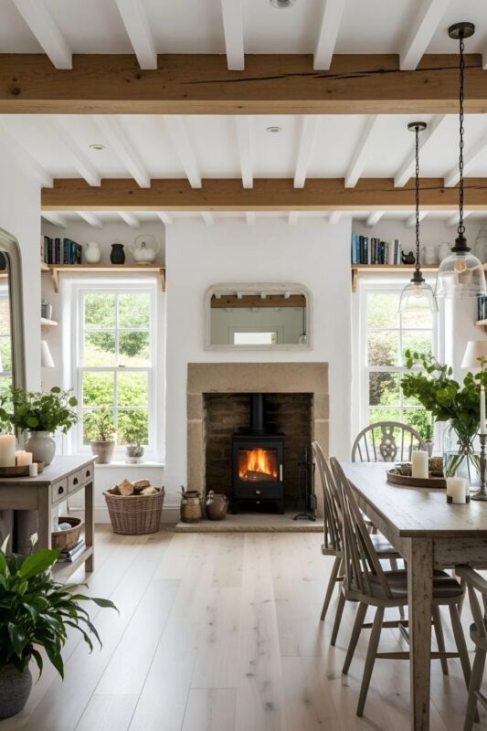 Lace Accents and a Statement Hearth