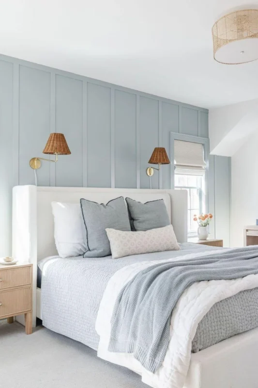 light blue accent wall