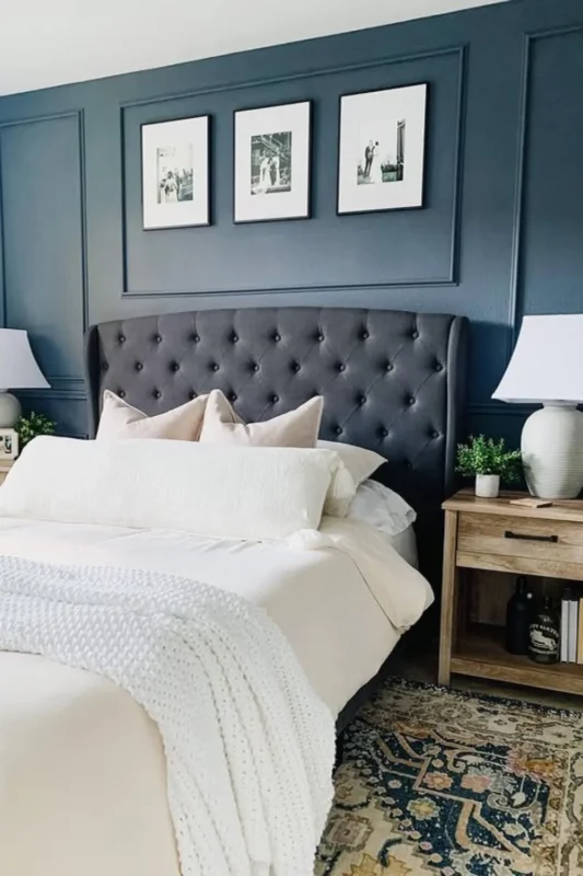 A navy framed accent wall