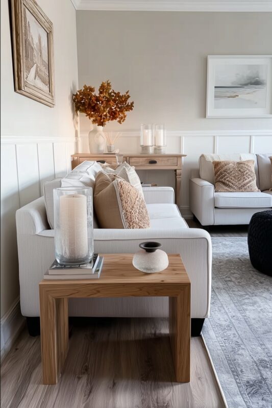 Neutral Candles with Simple Stoneware