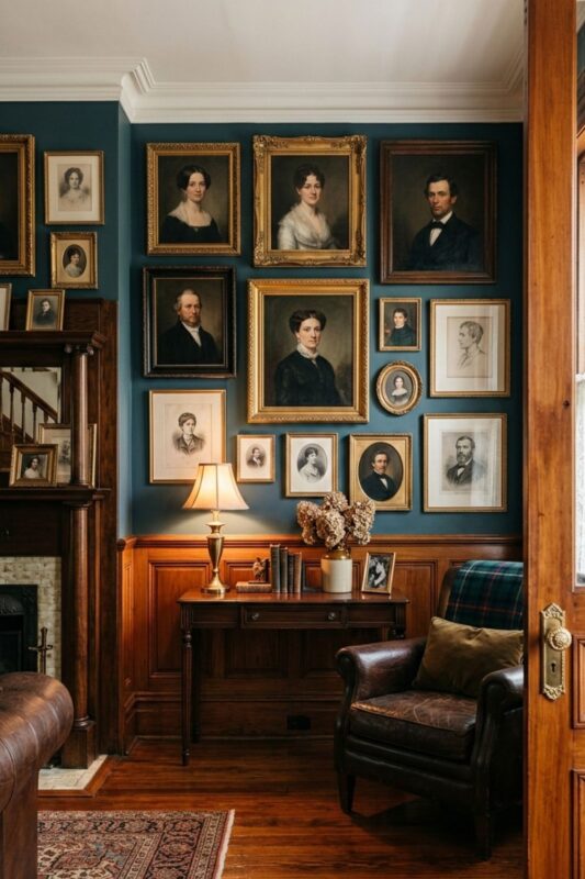 Portrait Walls and Polished Wood Gatherings