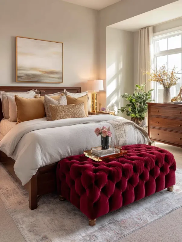 Ruby Red Ottoman