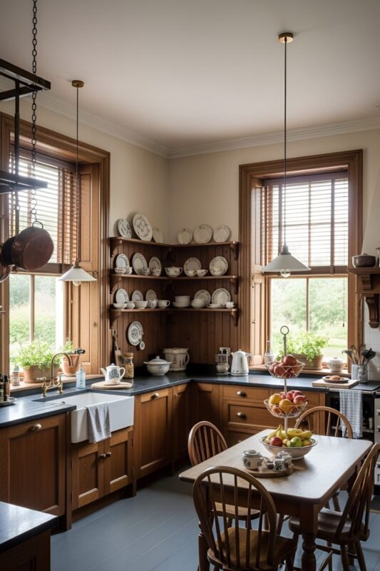 Rustic Kitchen with Traditional Table Setting