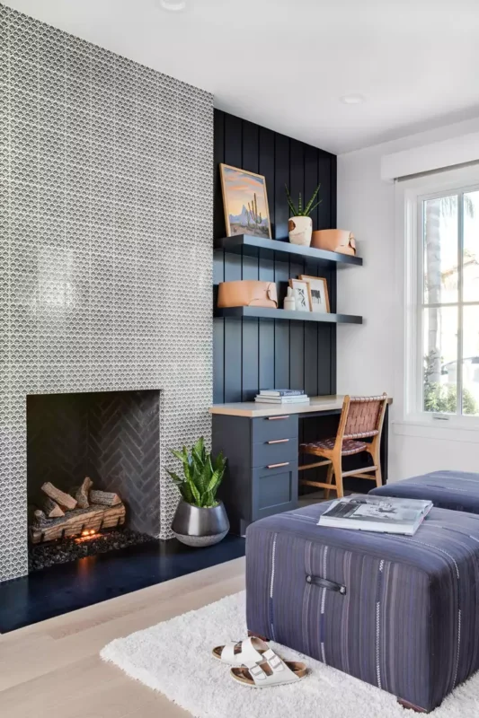 Tiled Fireplace Accent Wall