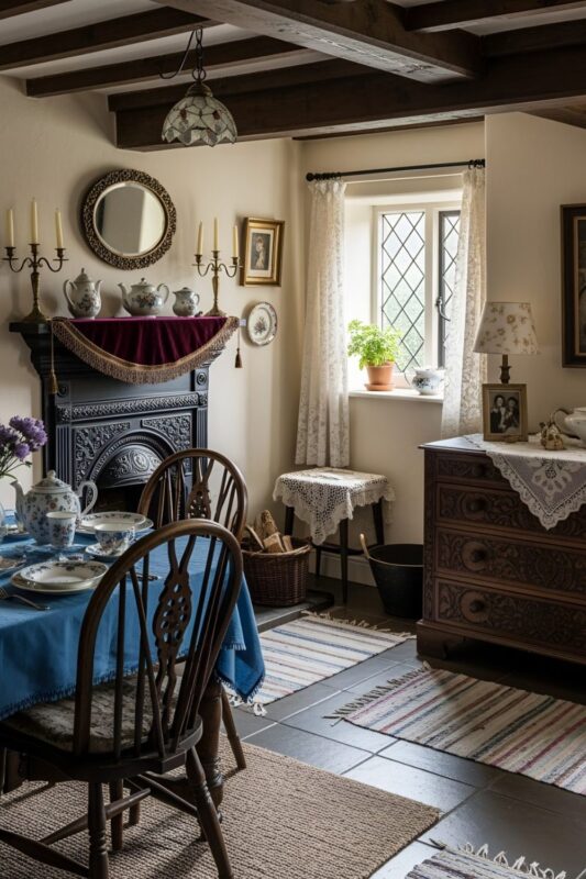 Whitewashed Beams with Floral Restraint