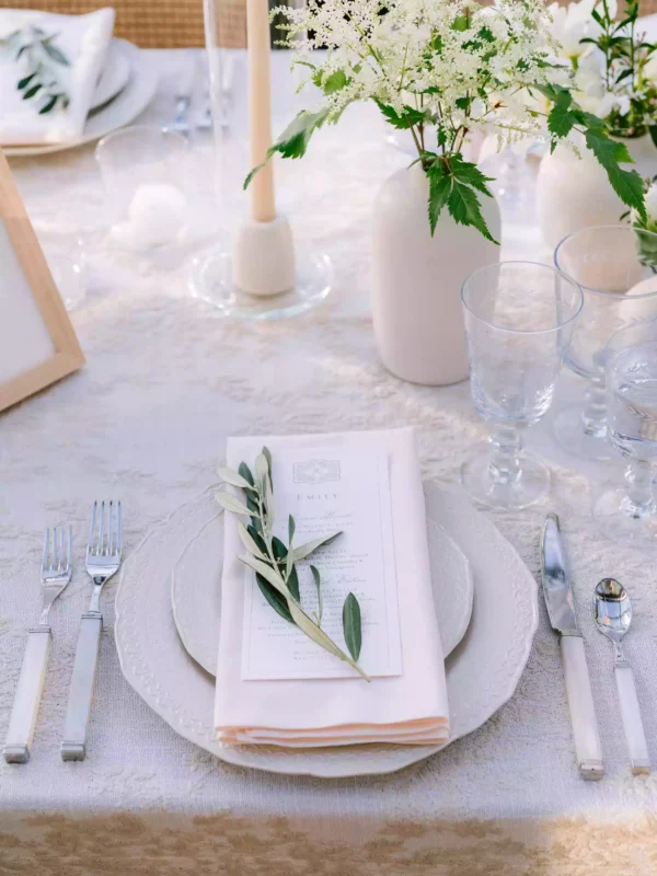A Sprig on Top of a Linen Napkin