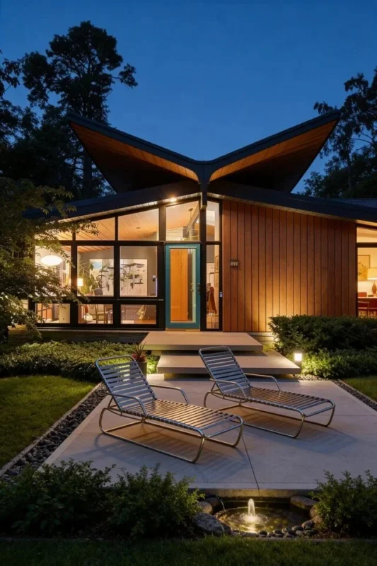 Butterfly Roof with Glass Walls