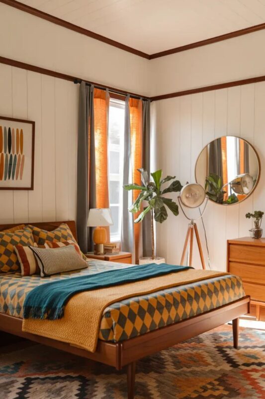 Bedroom with Retro Patterns