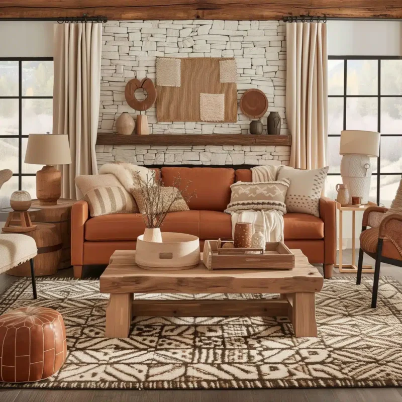rustic retreat-style living room