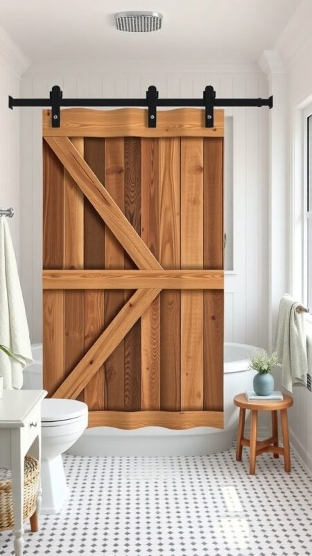 DIY Barn Door Shower Curtain
