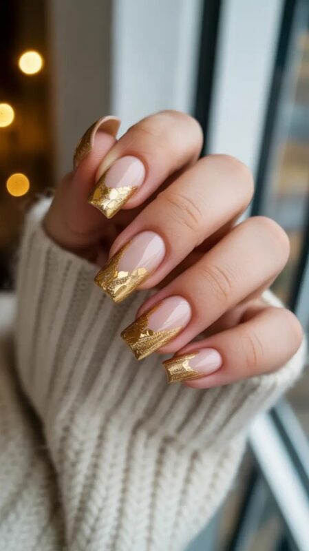 Gold Foil Accent Nails