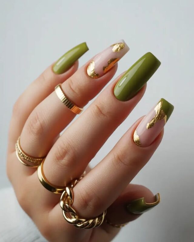 Olive Green with Gold Details