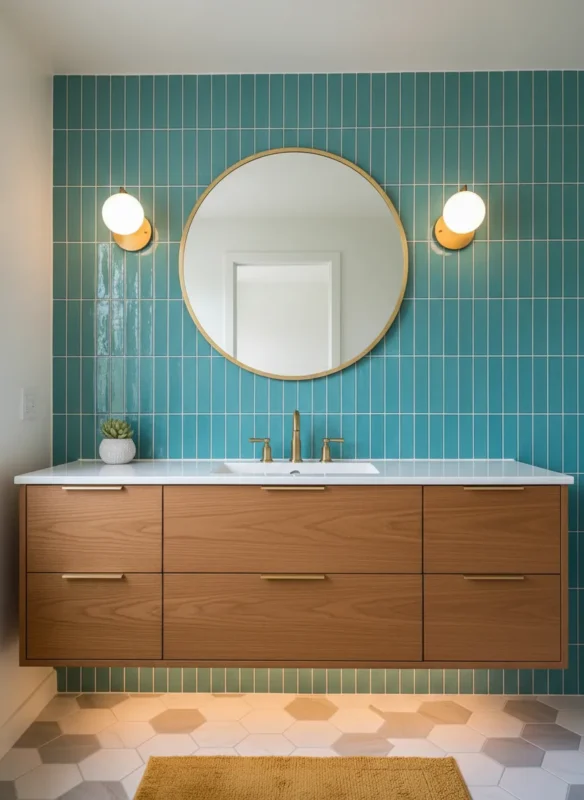 Teal Subway Tile Backsplash