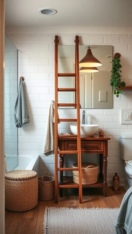 Wooden Ladder Towel Rack