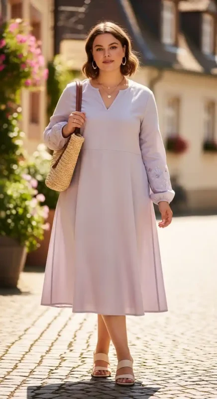 A-Line Dress with Long Sleeves