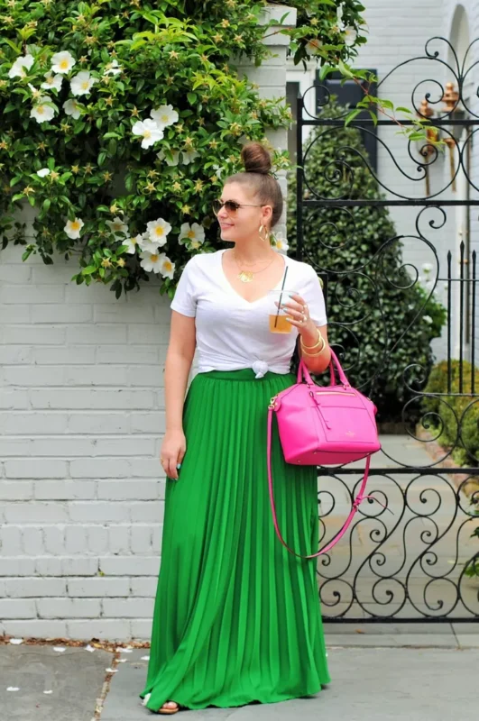 Colorful Maxi Skirt and White Tee