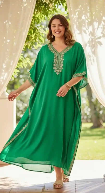Flowy Kaftan Dress with Minimal Accessories