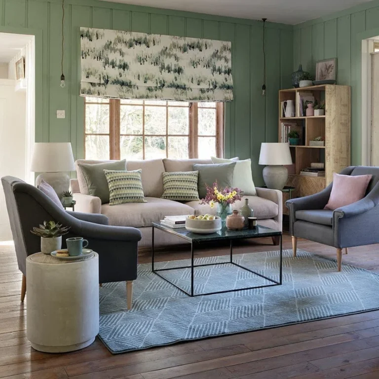 Sage Green Walls with Dusty Pink Furnishings
