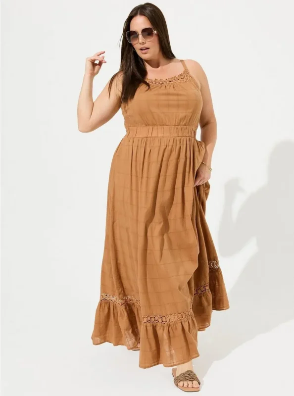 Cotton Maxi Crochet Detail Dress