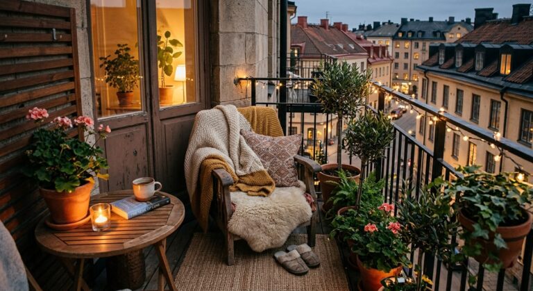 cozy decorated balcony