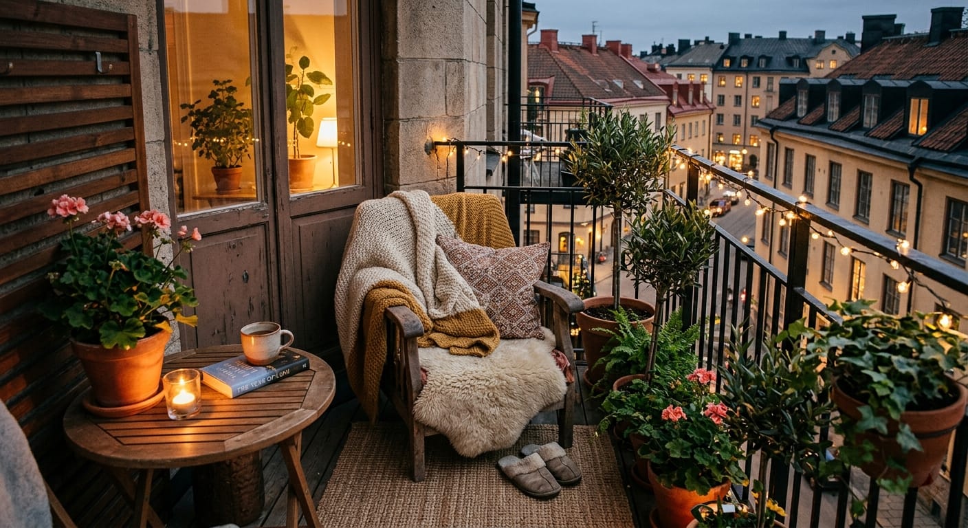 cozy decorated balcony