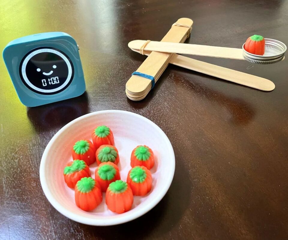Candy Pumpkin Catapult Game for kids